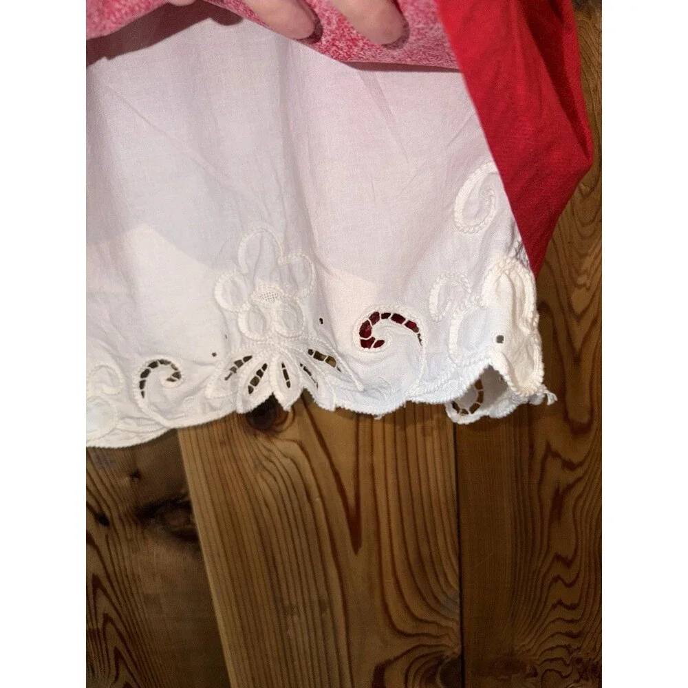 Red Half Apron  W Pocket White Lace Trim Love You Berry Much Strawberry